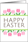 Happy Easter card with pink tulip borders card