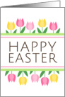 Pink and yellow tulip borders, Happy Easter Card