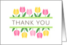 Thank you card with pink and yellow tulips - modern and minimal design card