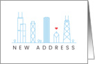 Chicago city skyline new address moving announcement card