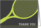 Modern tennis racket thank you card - dark gray and green card