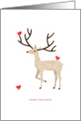 Stag with red birds, elegant and minimal happy holidays card