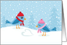 Love birds in the snow card