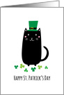 Happy St. Patrick’s day card with black cat wearing a leprechaun hat card