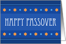 Happy passover, blue & orange greeting card with Star of David borders card
