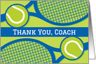Thank you tennis coach, blue and green, modern card