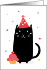 Cat with cupcake birthday card, Wishing you a purr-fect birthday card