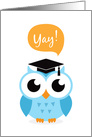 Blue owl with graduation hat congratulations card