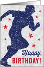 Baseball runner Happy Birthday congratulations card