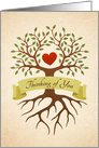 Thinking of you, anniversary of loss of loved one, tree with heart card