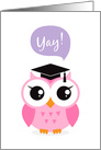 Pink owl graduation congratulations card