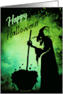 Witch Stirring Cauldron Happy Halloween card