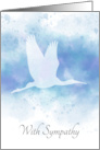 Crane in flight blue watercolor sympathy card