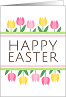 Pink and yellow tulip borders, Happy Easter Card