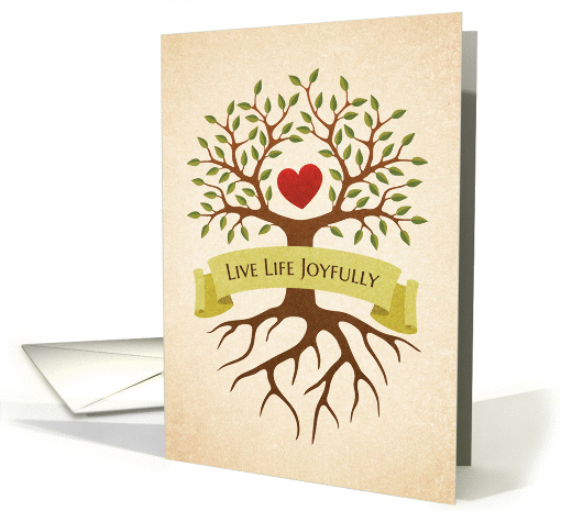 Live life joyfully, card with tree branches surrounding a... (1450150)