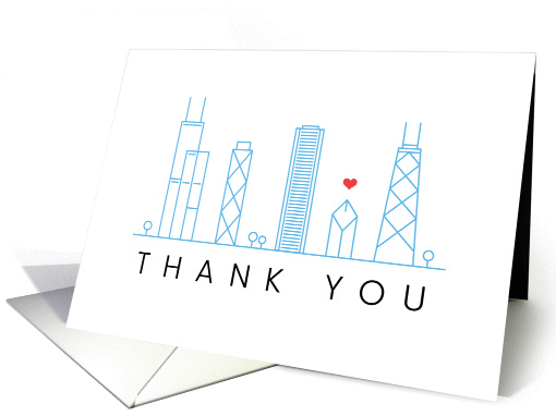 Chicago city skyline thank you card - modern and minimal design card
