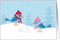 Love birds in the snow card