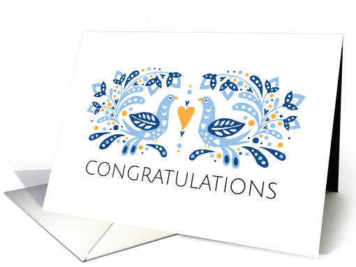 Congratulations greeting card with modern folk art birds card