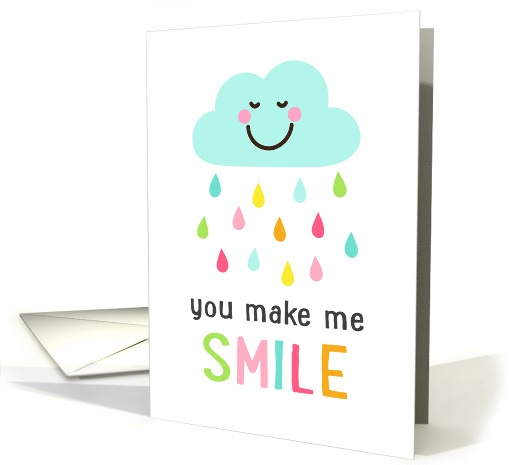 You make me smile, friendship thank you card with happy cloud card