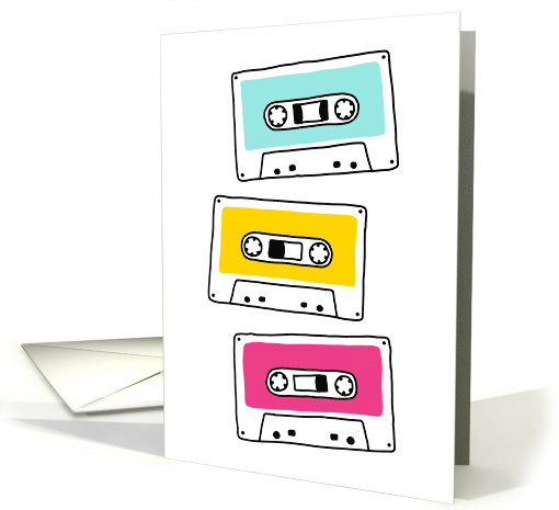 Retro music cassette tapes blank any occasion card (1508706)