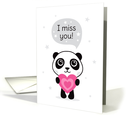 I miss you card with cute panda holding a pink heart card (1510628)