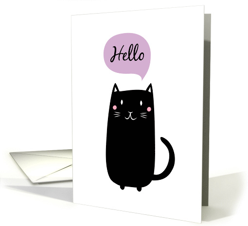 Black cat saying Hello card (1515342)