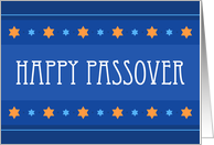 Happy passover, blue & orange greeting card with Star of David borders card