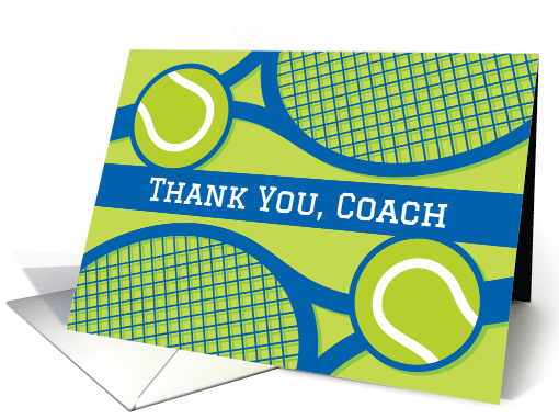 Thank you tennis coach, blue and green, modern card (1517454)