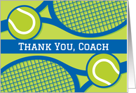 Thank you tennis coach, blue and green, modern card