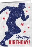 Baseball runner Happy Birthday congratulations card