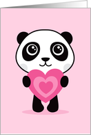 Panda with heart, I love you card