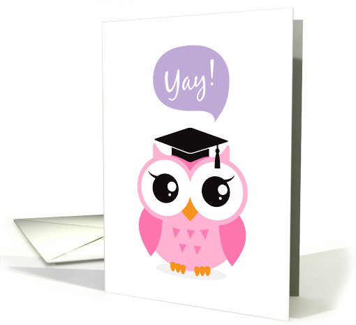 Pink owl graduation congratulations card (1618324)