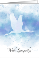 Crane in flight blue watercolor sympathy card