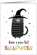 Have a purr-fect Halloween card with a cute cat wearing a witch hat card