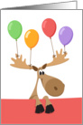 Happy cartoon moose with birthday balloons - Card