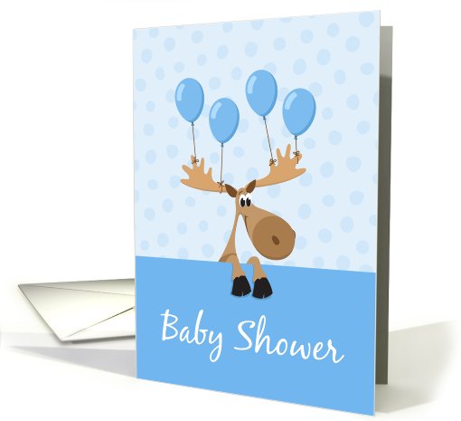 Baby Shower Invitation, Cute cartoon moose - blue for boys card