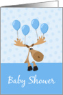 Baby Shower Invitation, Cute cartoon moose - blue for boys card