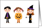 Cute cartoon kids in Halloween costumes Card