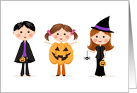 Cartoon kids Halloween costume party invitation card