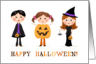 Cartoon kids Happy Halloween greetings card