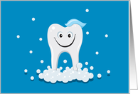Thank you dentist, Very clean and happy cartoon tooth with tooth paste card