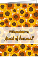 Maid of honour Invitation, with sunflowers card