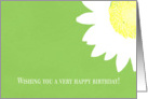 White flower on green...Wishing you a Happy Birthday! card