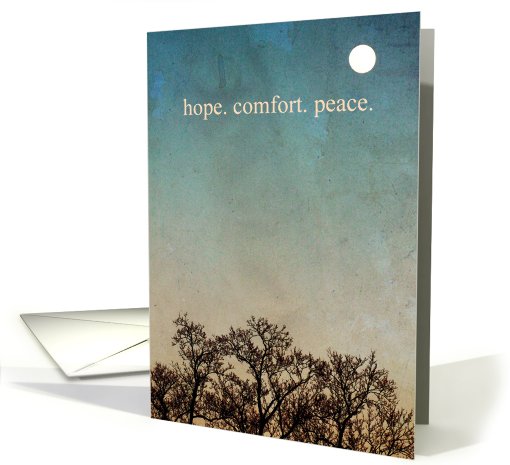 Hope.Comfort.Peace. Full moon over trees. card (652498)