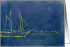 Bon Voyage...Sailboat on blue texture card