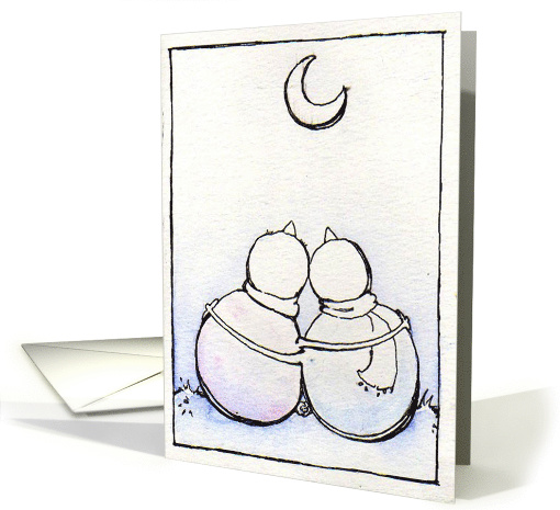 Merry Christmas, Under the Moonlight, Cuddly Snowpeople card (656055)