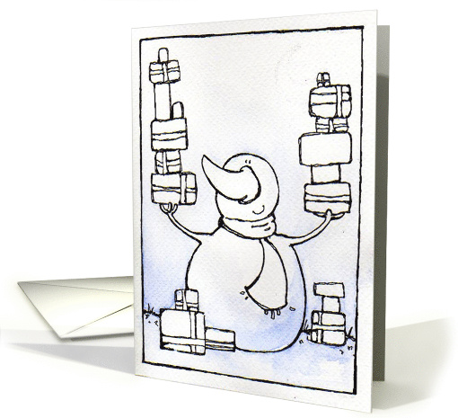 Snowman with Christmas Presents card (656071)