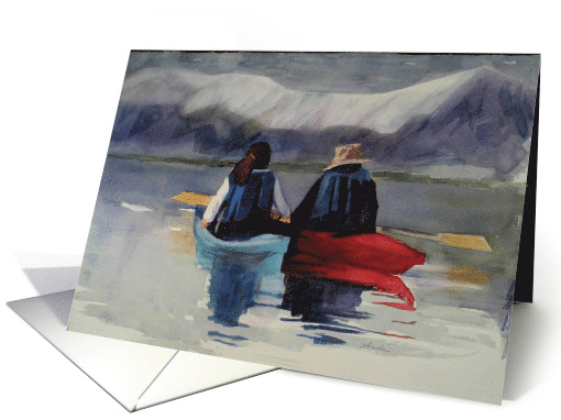 Reflection, People in Boats on Lake card (653767)