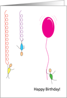 Happy Birthday - Stickpeople with Balloon card