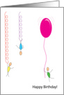 Happy Birthday - Stickpeople with Balloon card